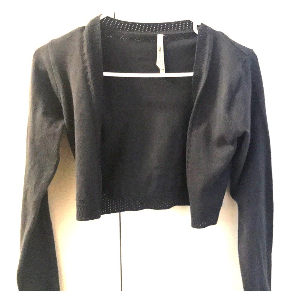 Vintage Anchor Blue Gray Long Sleeve Bolero Sweater Shrug Size Small